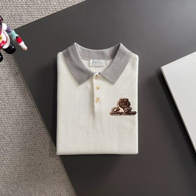 loro piana long-sleeve ribbed knit polo shirt — 8