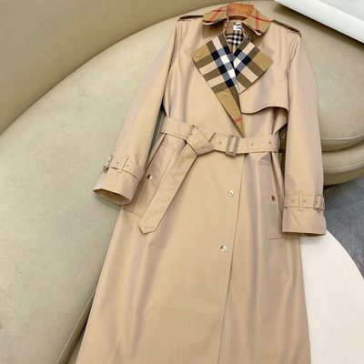 Burberry check-collar trench coat — 6