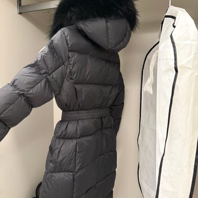 Moncler Boedic hooded shearling-trimmed long down jacket — 6