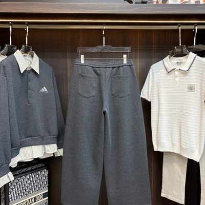 Balenciaga long-sleeve polo-collar sweatshirt and relaxed-fit trousers — 4