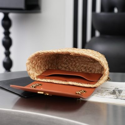 Saint Laurent Manon Mini Raffia and Leather Shoulder Bag — 11