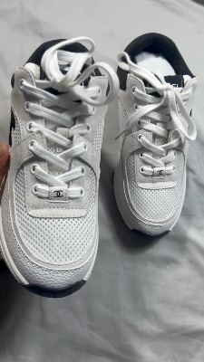 Chanel white and black low-top trainers — 5