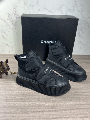 Chanel black nylon high-top sneakers — 4