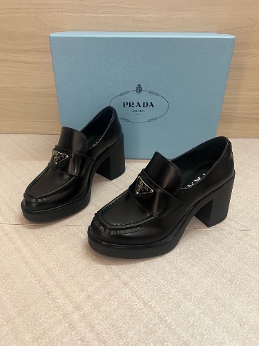 Prada Chocolate brushed leather loafers in black — 3