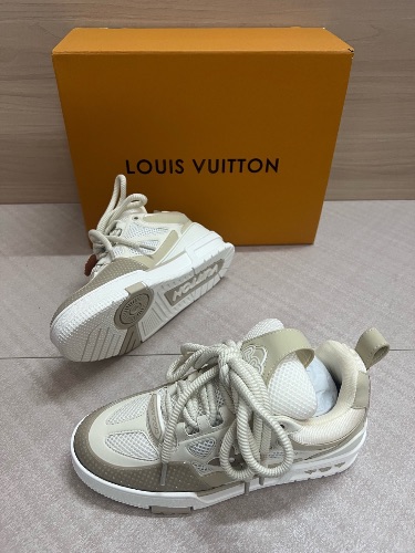 Louis Vuitton LV Skate Sneakers in the Beige White colorway