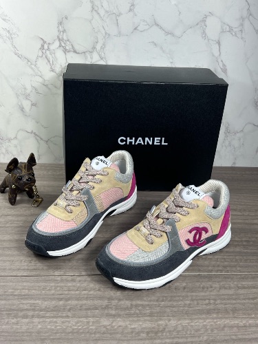 Chanel sneakers in pink, multicolor tweed, and suede — 3