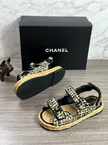 Chanel Tweed Dad Sandals
