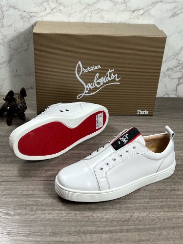 Christian Louboutin F.A.V Fique A Vontade white leather slip-on sneakers — 4
