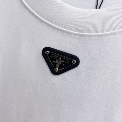 Prada white triangle-logo cotton T-shirt — 4