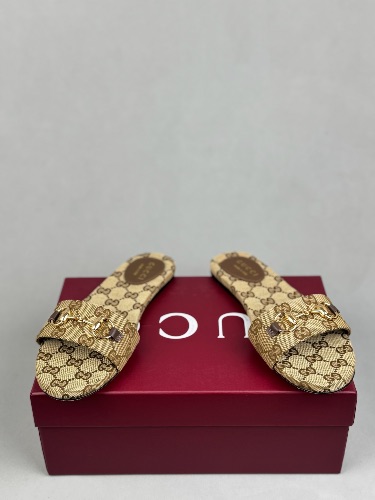 Gucci Siaga beige and dark brown GG monogram canvas sandals — 4