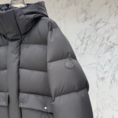 Moncler black Avioth or Bretagne hooded mid-length down jacket — 3