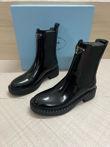 Prada Brushed Leather Chelsea boots in black — 3