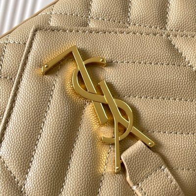 Saint Laurent grey grain de poudre textured leather envelope chain bag — 5