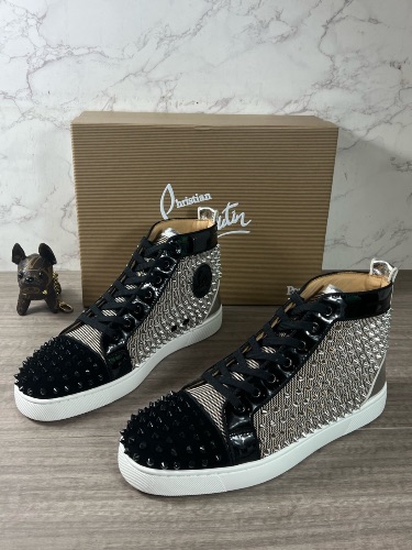 Christian Louboutin Men's Louis Orlato Flat Spikes high-top sneakers — 3