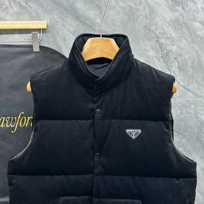 Prada Down-Filled Cotton Corduroy Vest — 3