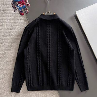 Burberry long-sleeve cable-knit polo sweater — 9