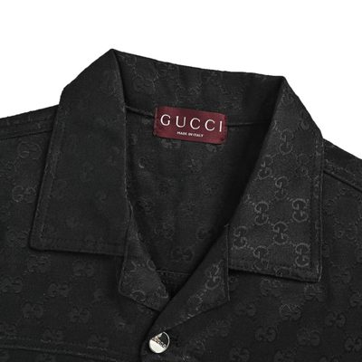Gucci GG canvas linen-blend bowling shirt in black — 4