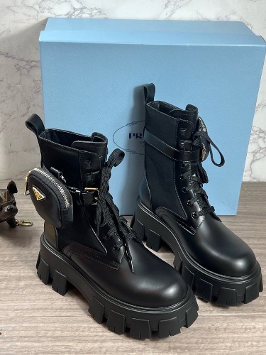 Prada Monolith Brushed Leather and Re-Nylon Boots — 4