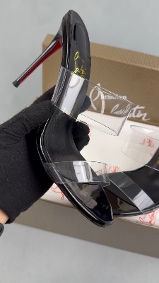 Christian Louboutin Just Nothing 85 PVC mules in blac — 5