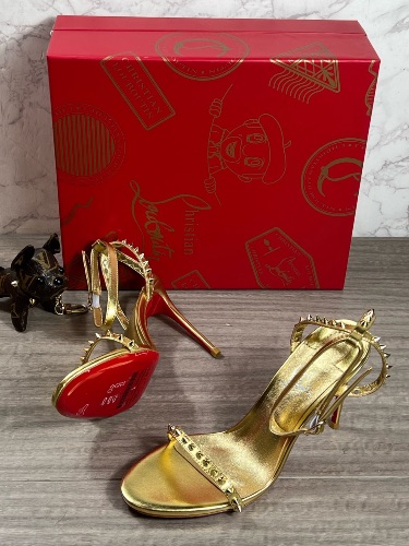 Christian Louboutin gold metallic kid leather So Me 100 sandals