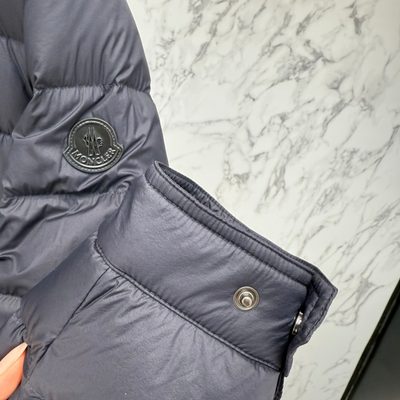 Moncler ivory-colored Moncler down-filled snap-front shirt jacket with dual chest flap pockets — 8