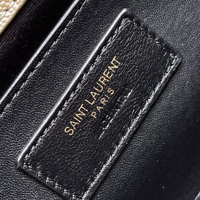 Saint Laurent grey grain de poudre textured leather envelope chain bag — 9
