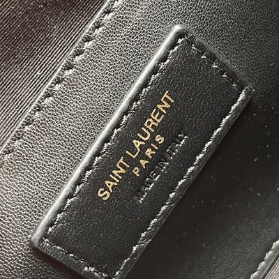 Saint Laurent grey grain de poudre textured leather envelope chain bag — 9