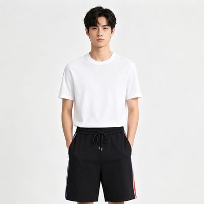 Moncler stripe-trimmed stretch-cotton shor — 4