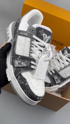 Louis Vuitton LV Trainer sneakers in a white and black monogram denim colorway — 5