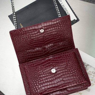 Saint Laurent Sunset Medium in Crocodile-Embossed Leather — 10