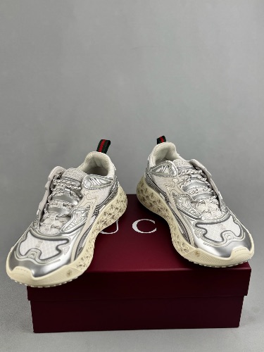 Gucci Cub3d sneakers in white and silver Demetra mesh — 4