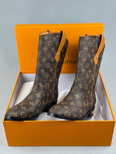 Louis Vuitton LV Rider Boots in brown and beige Monogram canvas