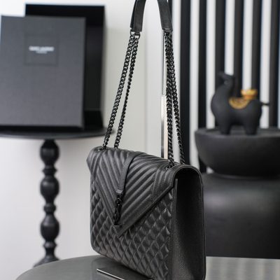 Saint Laurent So Black Mixed Matelassé Envelope Bag — 4