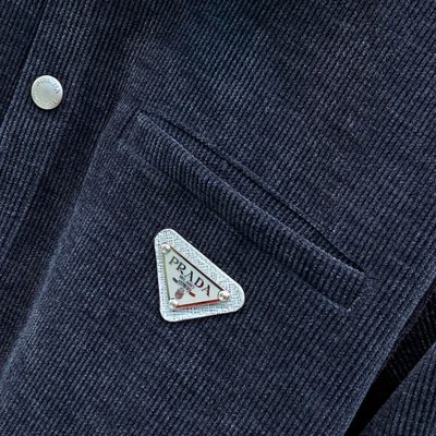 Prada classic button-down shirt and matching trousers accented — 5
