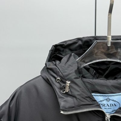 Prada Re-Nylon Belted Hooded Short Puffer Jacket — 3