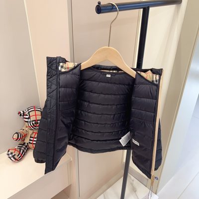Burberry Kids Checker-tape Nylon Hooded Puffer Jacket — 7