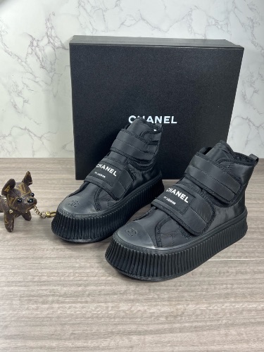 Chanel black nylon high-top sneakers — 3