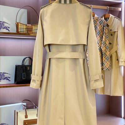 Burberry check-collar trench coat — 8