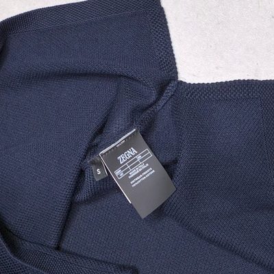Zegna Men's Navy Blue Striped Knit T-Shirt and Shorts — 9