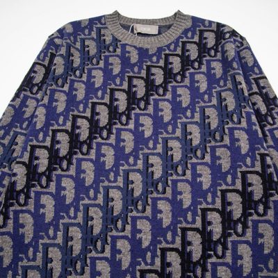 Dior Oblique Sweater in Blue Wool Jacquard — 5