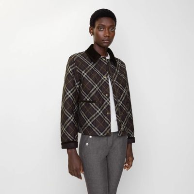 Burberry Oldham Check Quilted Jacket in the Moss Brown/Ink Grey — 7