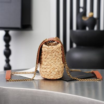 Saint Laurent Manon Mini Raffia and Leather Shoulder Bag — 6