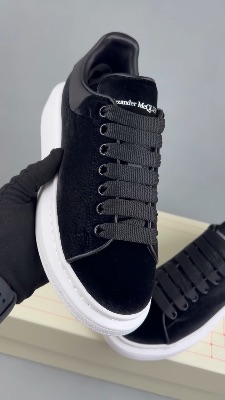Alexander McQueen Black Velvet Oversized Sneakers — 5