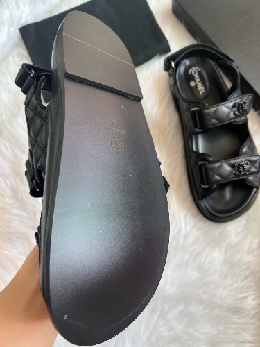 Chanel black leather quilted "Dad" sandals — 3