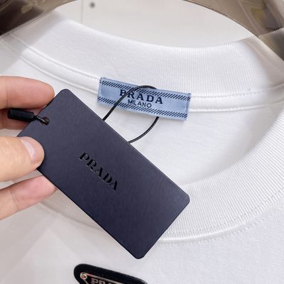 Prada white triangle-logo cotton T-shirt — 5