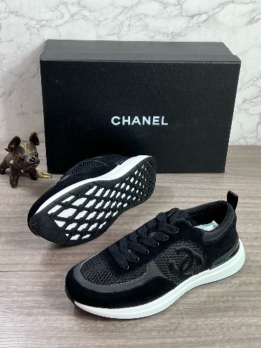 Chanel black mesh and suede trainers — 4