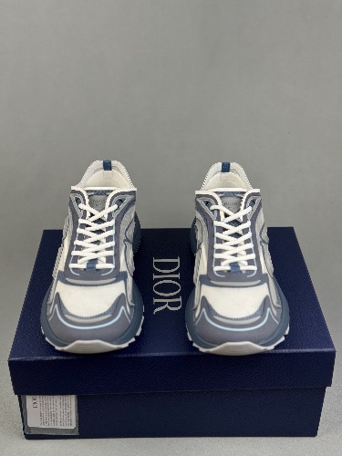 Dior B30 sneakers in blue technical mesh and grey — 3