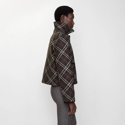 Burberry Oldham Check Quilted Jacket in the Moss Brown/Ink Grey — 8