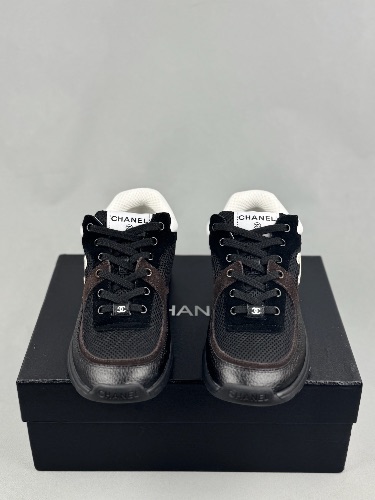 Chanel black and white mesh suede calfskin runners — 3