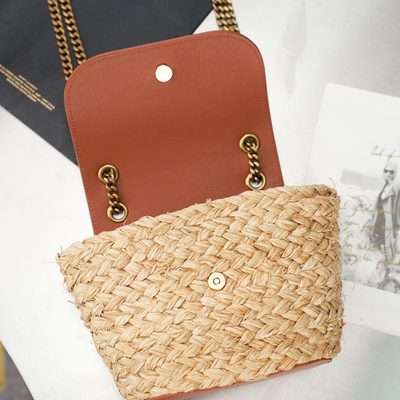 Saint Laurent Manon Mini Raffia and Leather Shoulder Bag — 8